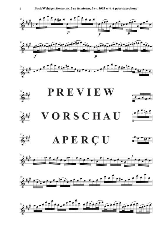 Product gallery: Page 5 of 6 Allegro from the Sonata No. 2, BWV 1003, , Saxophon Solo