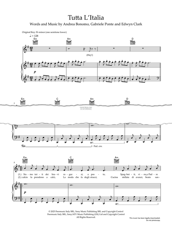 Produktgalerie: Seite 1 von 1 Tutta L'Italia, Gabry Ponte, Gesang, Gitarre, Klavier