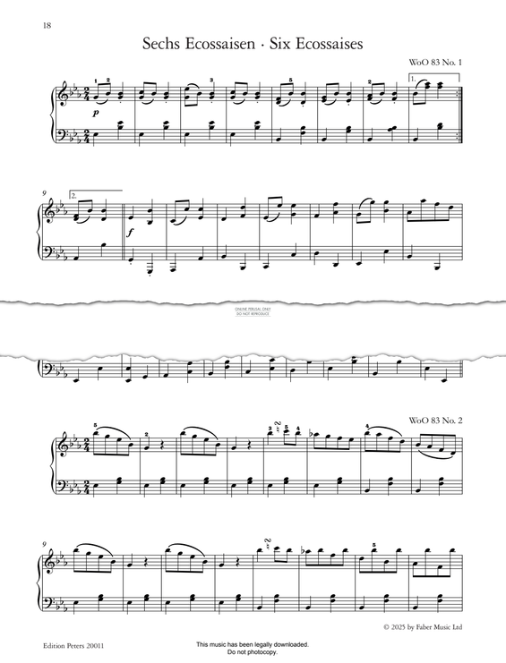 Produktgalerie: Seite 1 von 1 Six Ecossaises, WoO 83 No. 1, Ludwig van Beethoven, Klavier