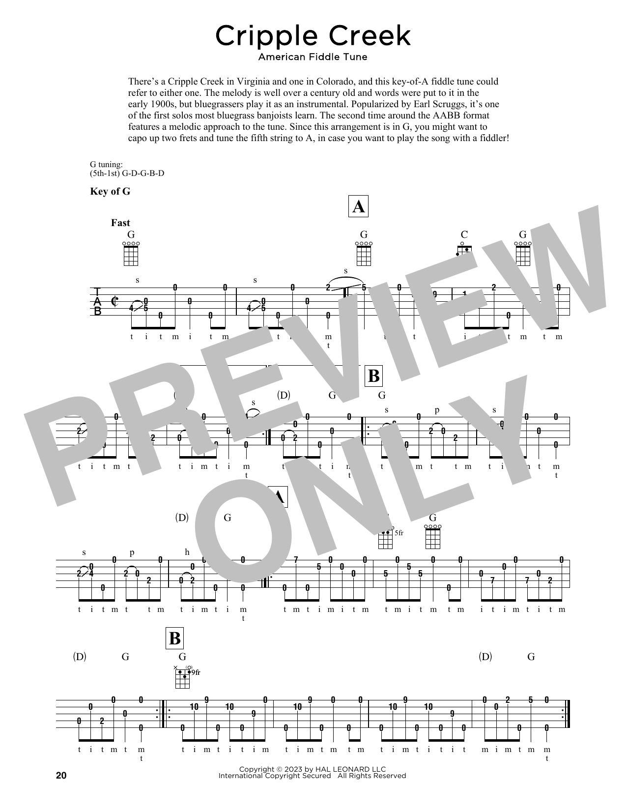 Product gallery: Page 1 of 1 Cripple Creek (arr. Fred Sokolow), American Fiddle Tune