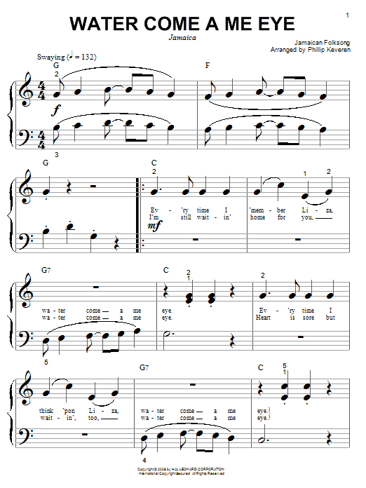 Produktbild zu: Water Come A Me Eye (arr. Phillip Keveren)