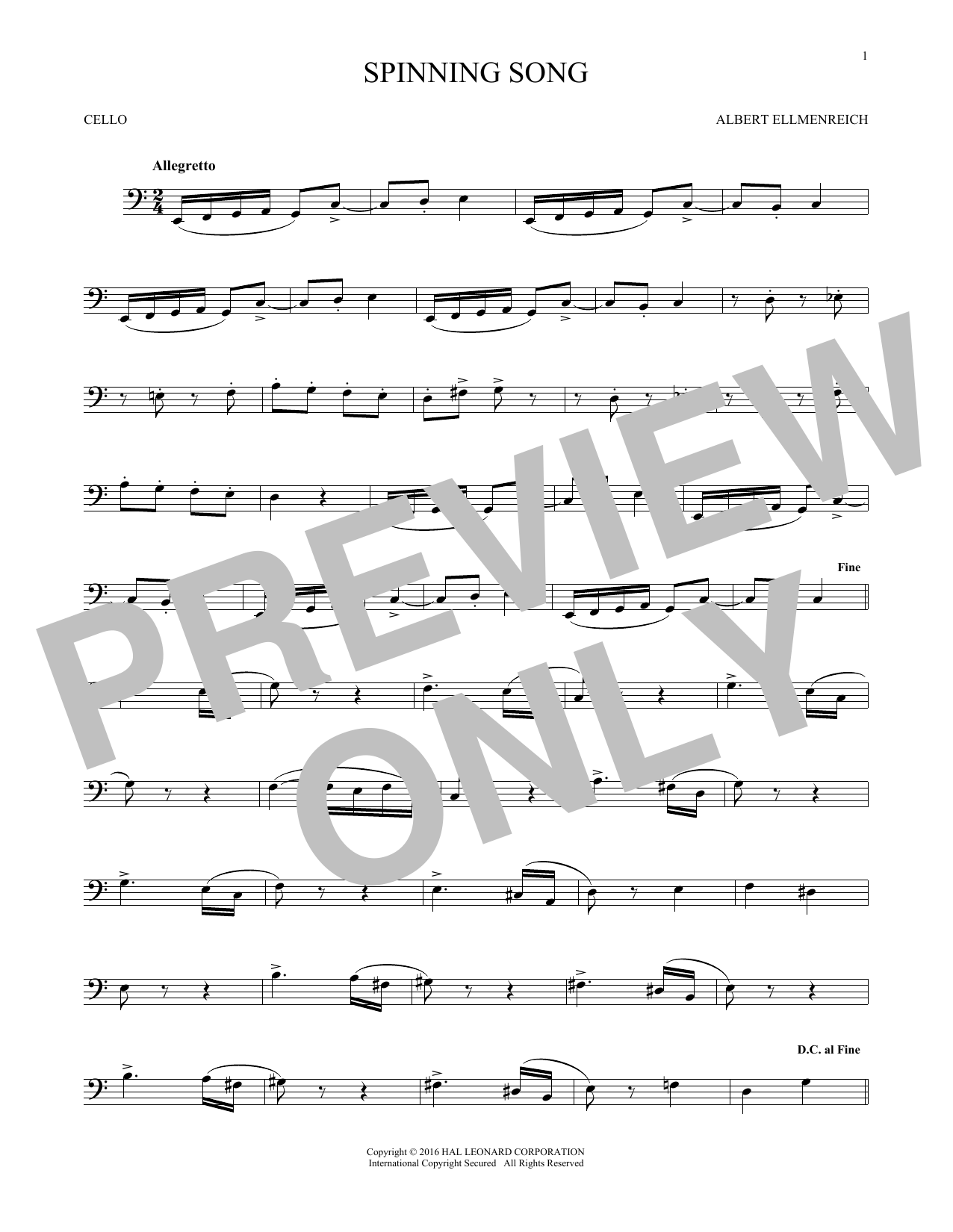 Produktgalerie: Seite 1 von 1 Spinning Song, Albert Ellmenreich, Violoncello