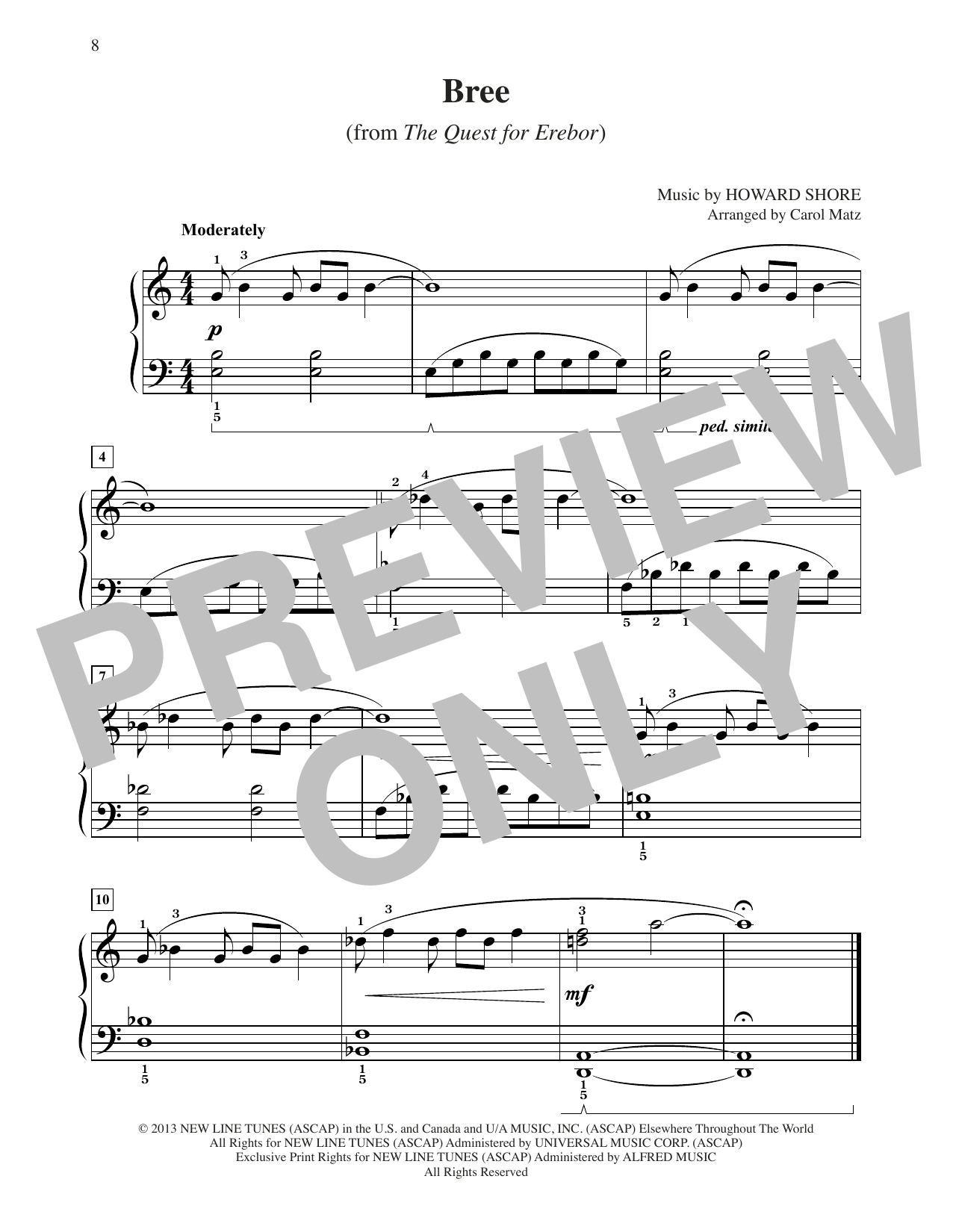 Produktbild zu: Bree (from The Hobbit: The Desolation of Smaug) (arr. Carol Matz)