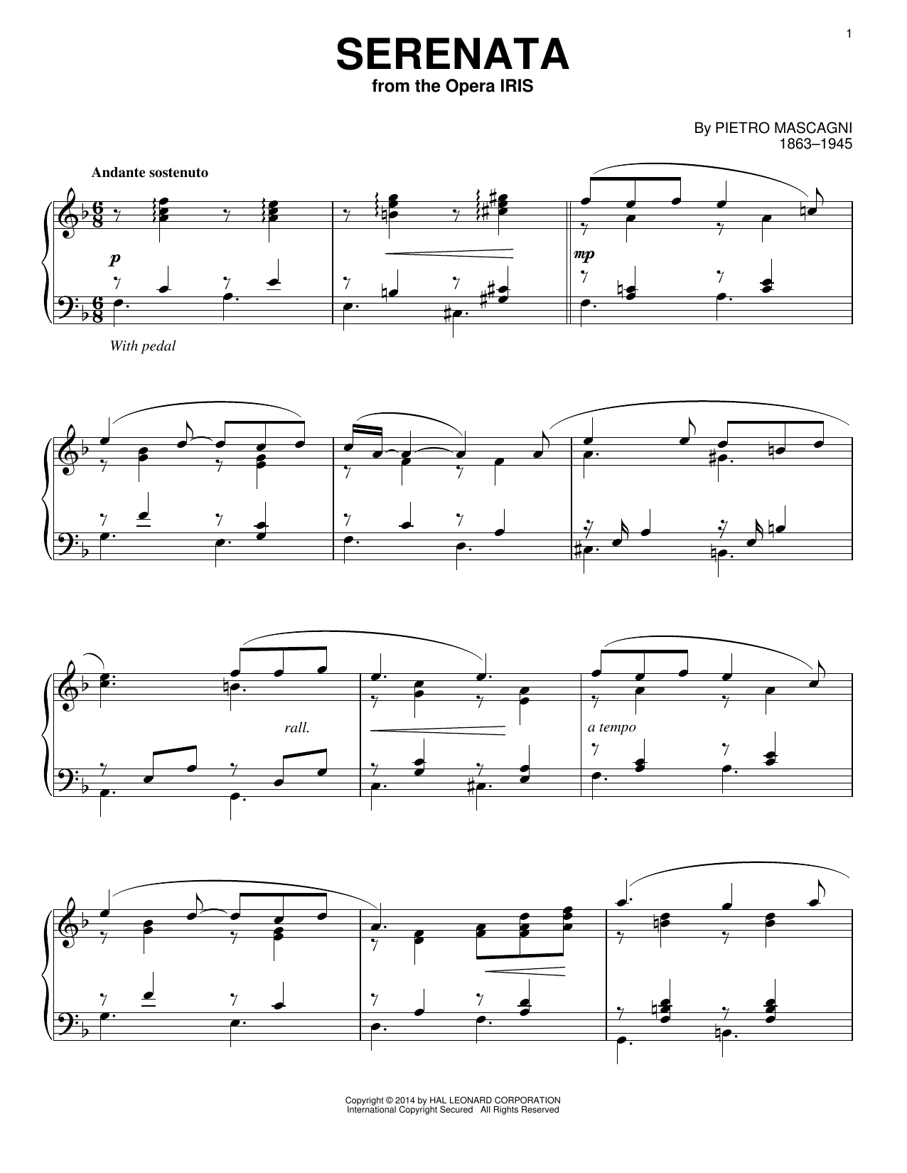 Produktgalerie: Seite 1 von 1 Serenata, Pietro Mascagni, Klavier