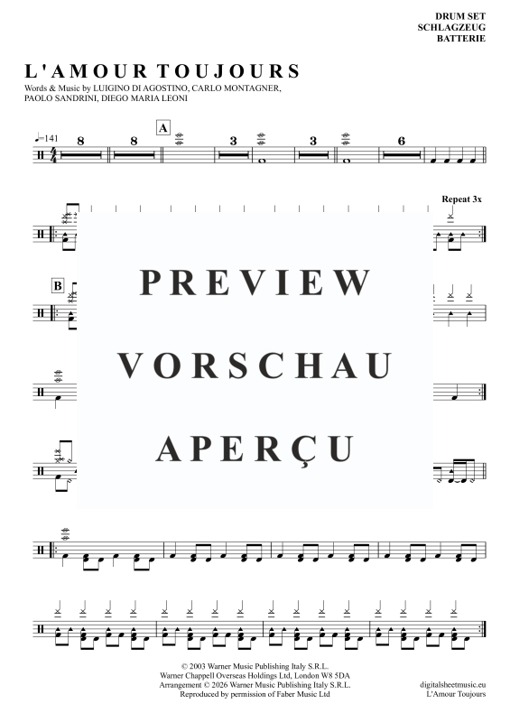 Produktgalerie: Seite 2 von 5 L'Amour Toujours, Gigi D'Agostino, Drums