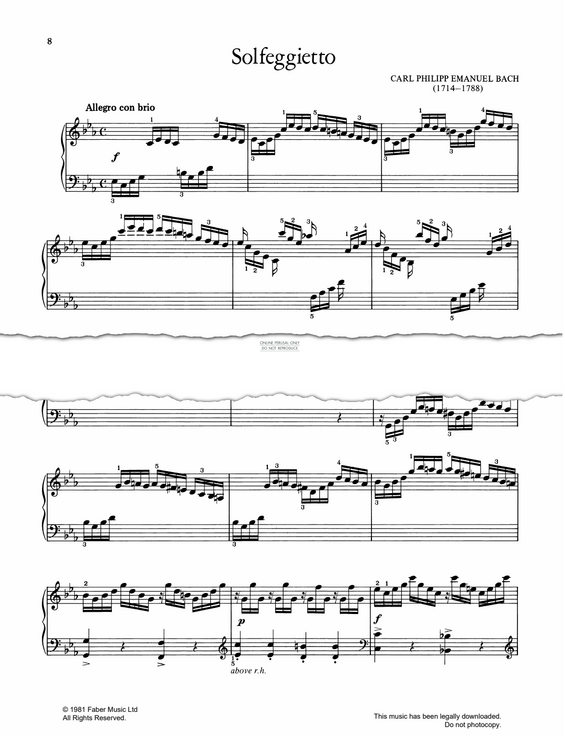 Produktgalerie: Seite 1 von 1 Solfeggietto In C Minor (H.220), Carl Philipp Emanuel Bach, Klavier