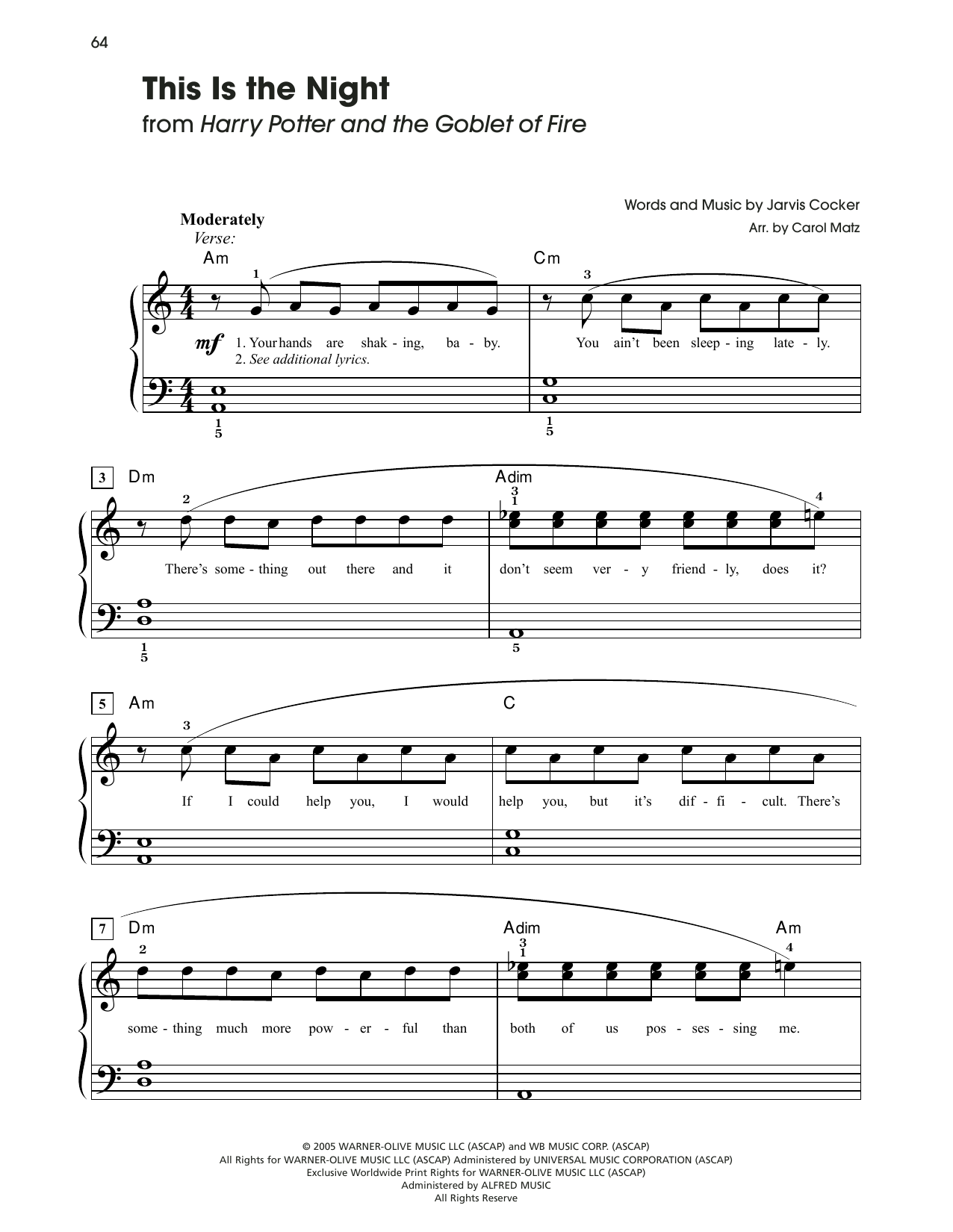 Produktbild zu: This Is The Night (from Harry Potter And The Goblet Of Fire) (arr. Carol Matz)