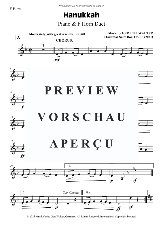 Produktgalerie: Seite 5 von 6 Hanukkah, , Horn in F und Klavier