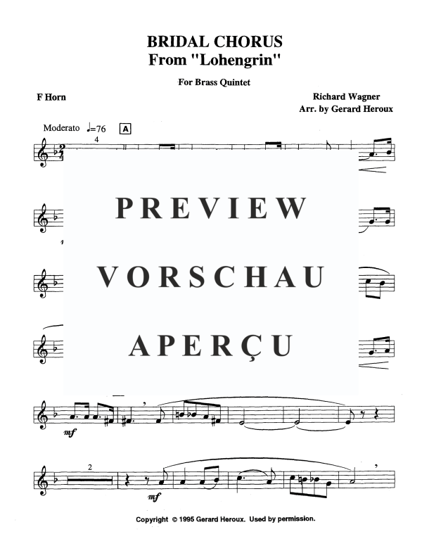 Produktgalerie: Seite 10 von 11 Brautchor aus Lohengrin, , Blechbläser Quintett