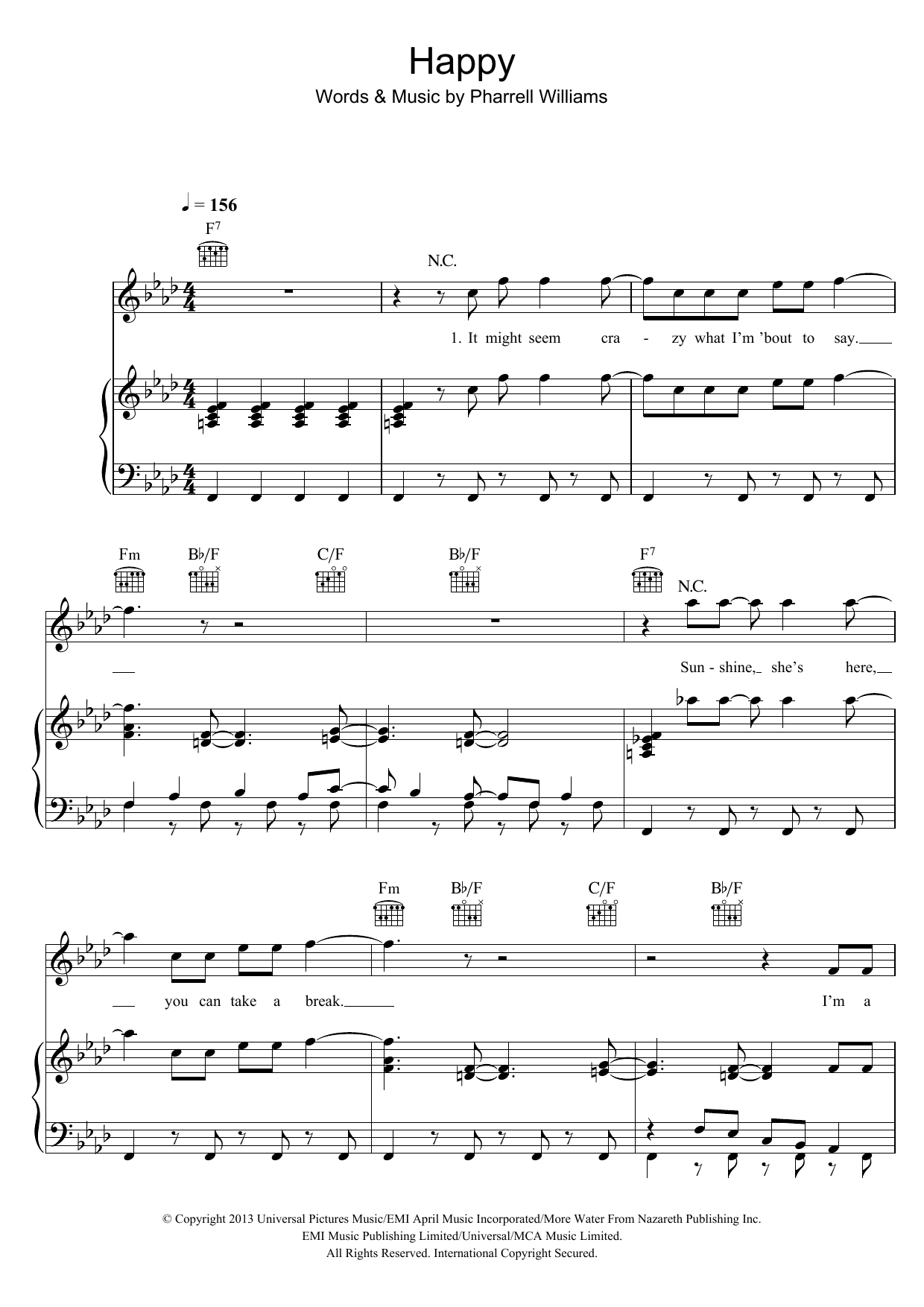 Produktgalerie: Seite 1 von 1 Happy, Pharrell Williams, Gesang, Gitarre, Klavier