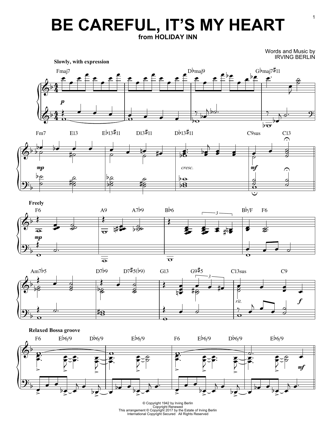 Product gallery: Page 1 of 1 Be Careful, It's My Heart [Jazz version], Irving Berlin