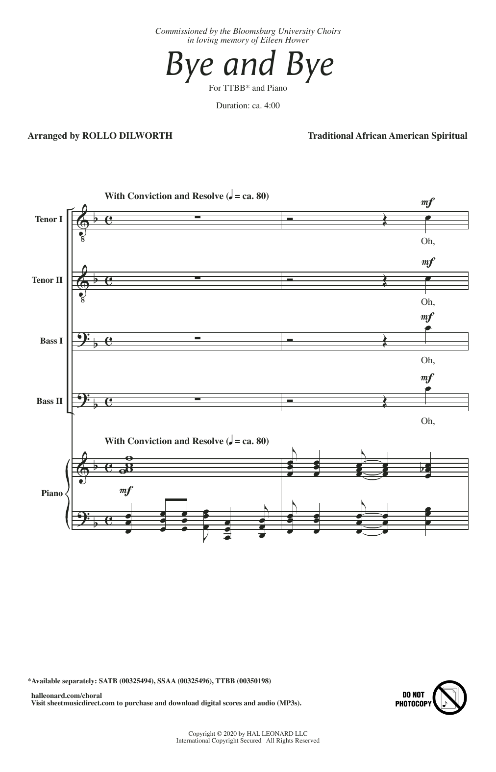 Product picture to: Bye And Bye (arr. Rollo Dilworth)