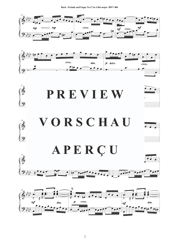 Product gallery: Page 3 of 10 Prelude and Fugue No. 17 in A flat major, BWV 886, , Solo Piano