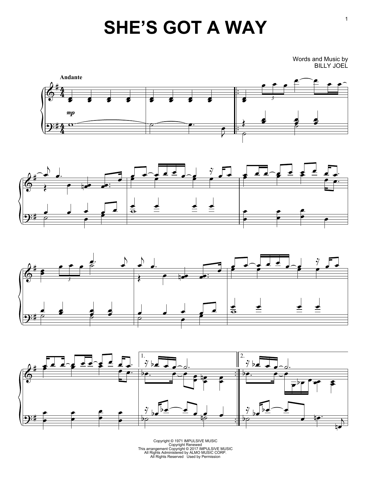 Product gallery: Page 1 of 1 She's Got A Way, Billy Joel