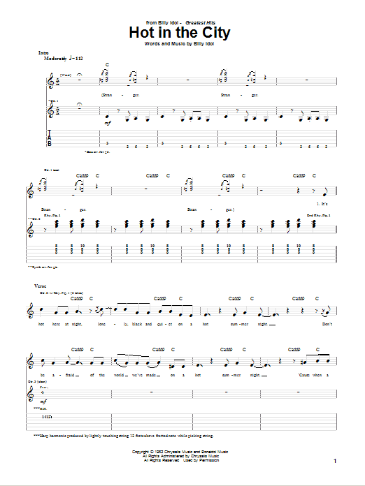 Produktgalerie: Seite 1 von 1 Hot In The City, Billy Idol, Gitarre