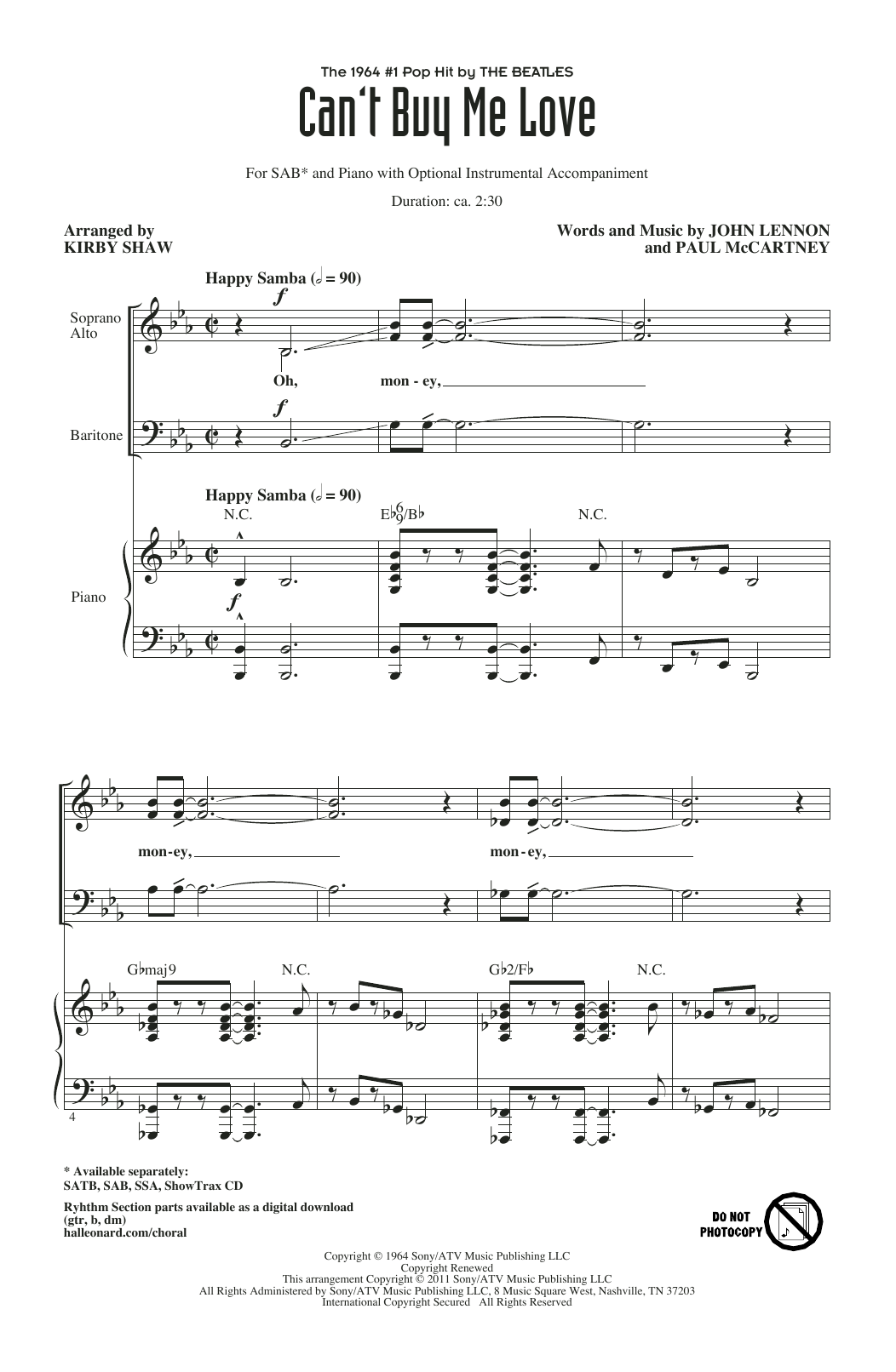 Produktbild zu: Can't Buy Me Love (arr. Kirby Shaw)
