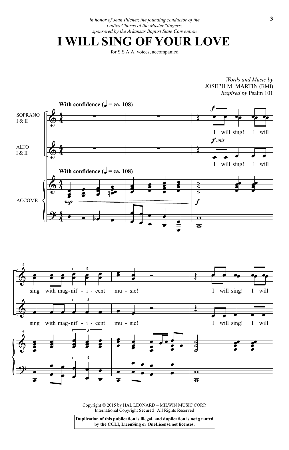Produktgalerie: Seite 1 von 1 I Will Sing Of Your Love, Joseph M. Martin, Chor