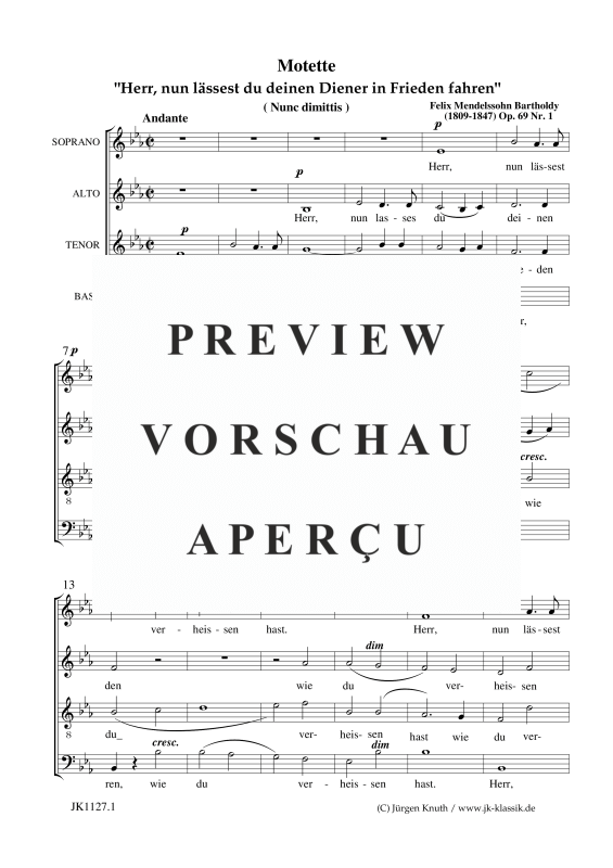 gallery: Herr, nun lässest du deinen Diener in Frieden fahren  op.69.1, , Gemischter Chor
