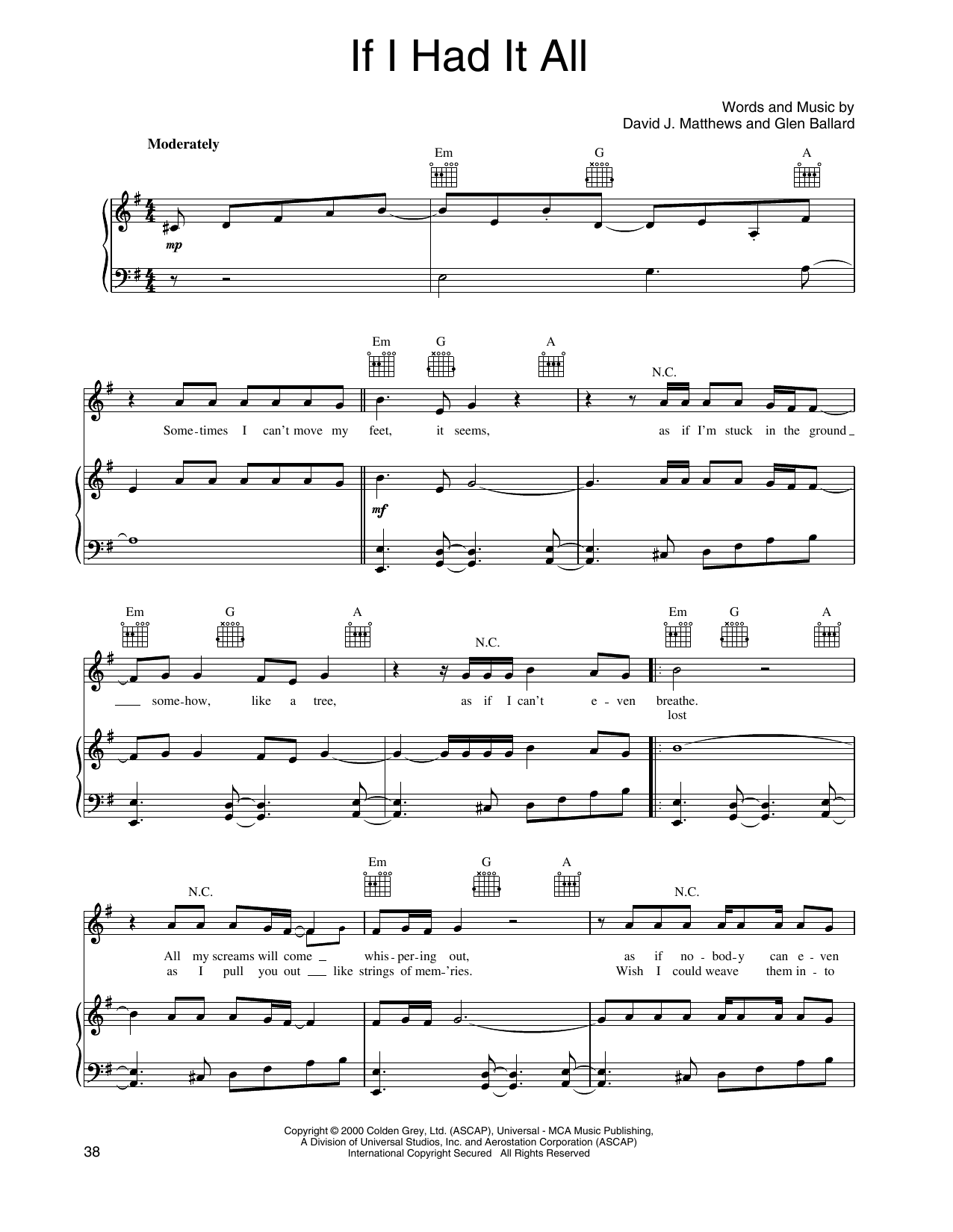 Produktgalerie: Seite 1 von 1 If I Had It All, Dave Matthews Band, Gesang, Gitarre, Klavier