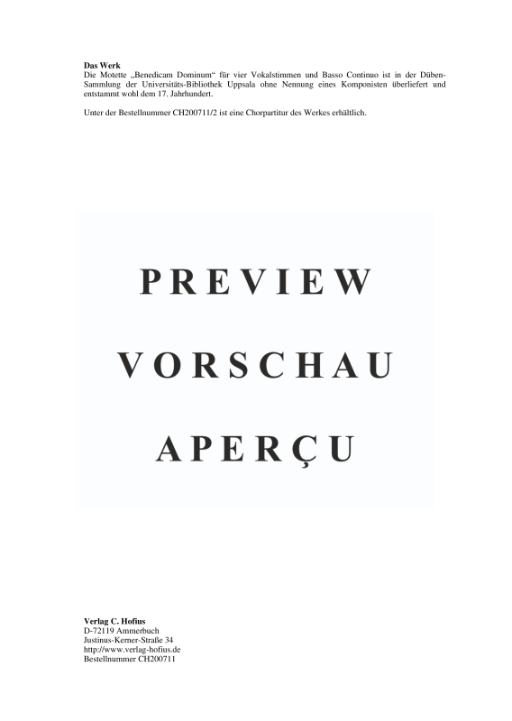 gallery: Benedicam Dominum, , (Gemischter Chor SATB + BC)