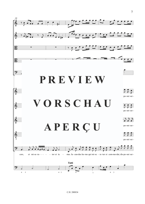 gallery: Beatus vir, qui timet Dominum (Psalm 111), , (Gemischtes Ensemble 5 Vokalstimmen, 2 Violinen, 2 Violen, Violone und BC)