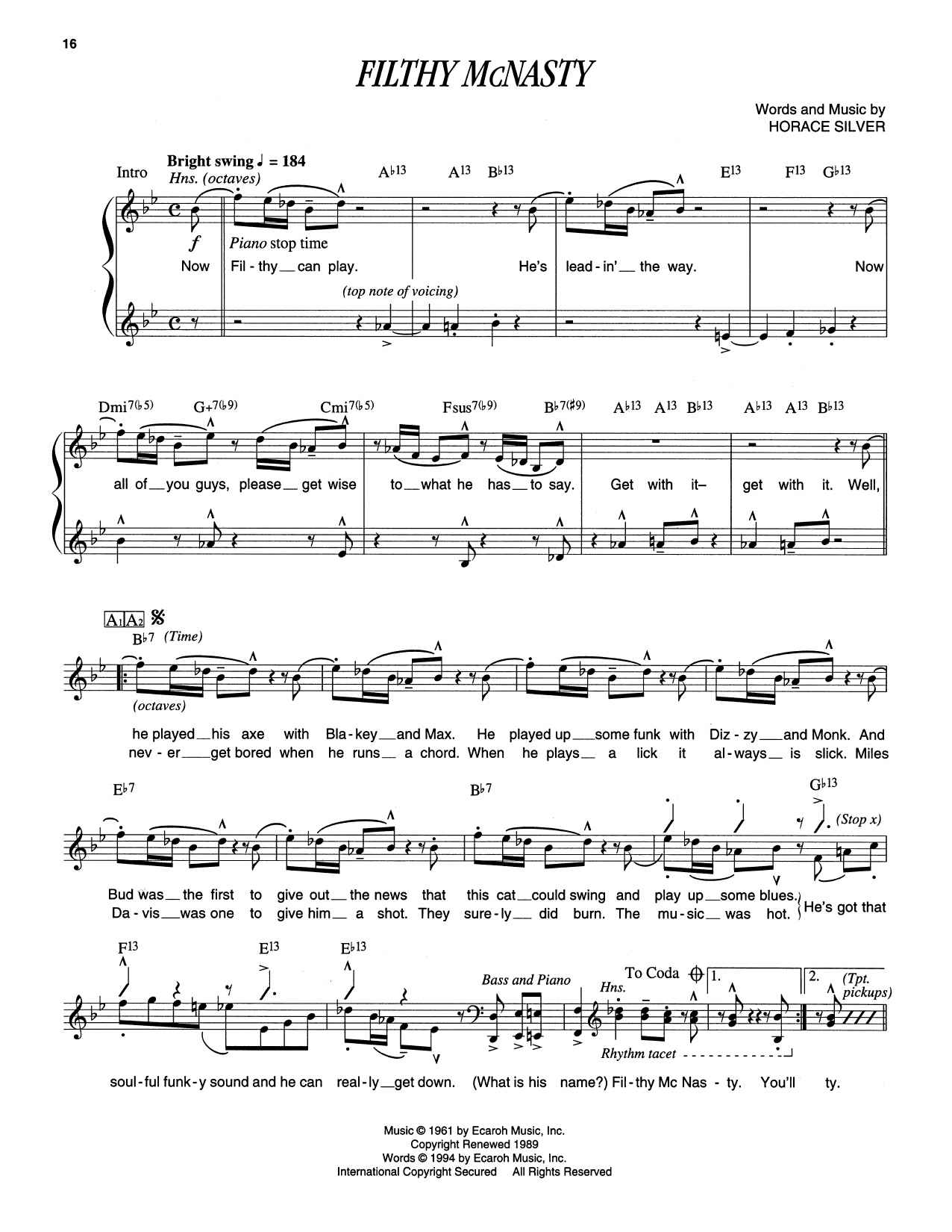 Produktbild zu:  Filthy McNasty - Horace Silver