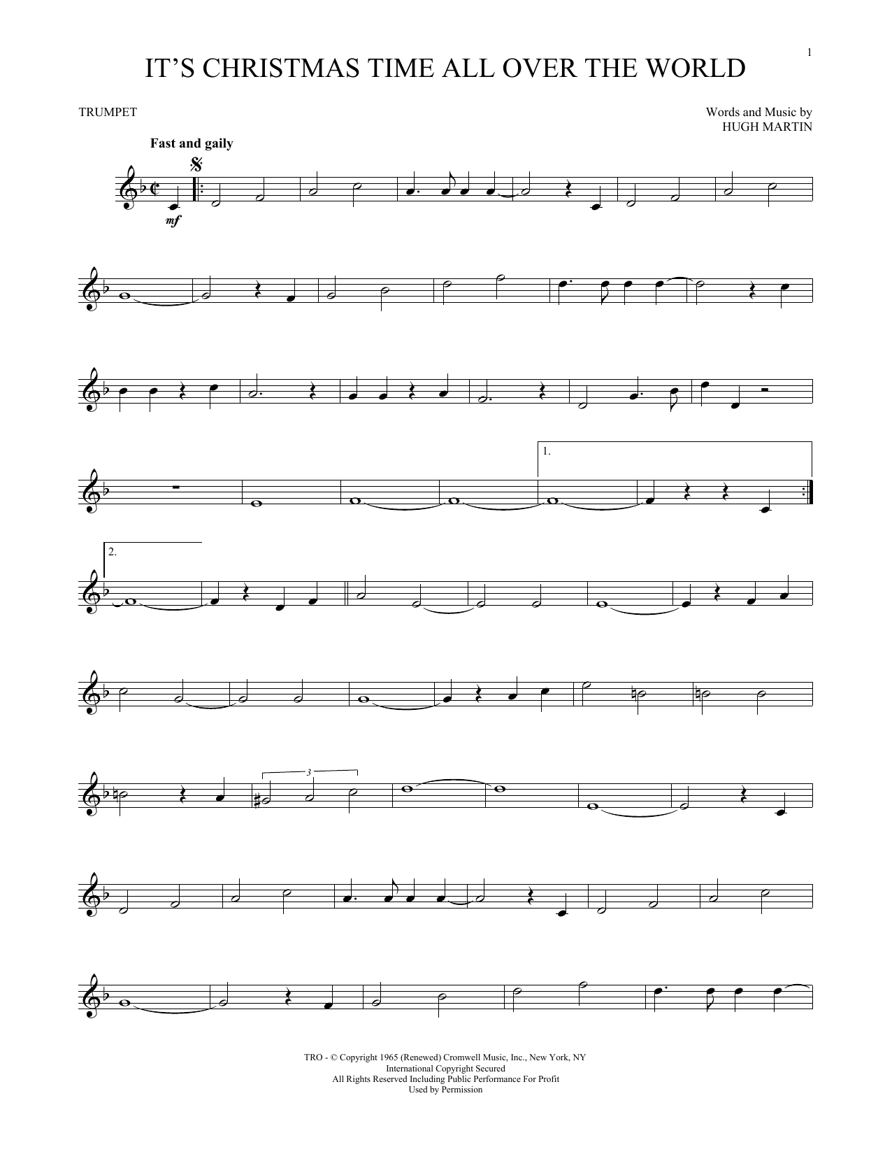 Produktgalerie: Seite 1 von 1 It's Christmas Time All Over The World, Hugh Martin, Trompete