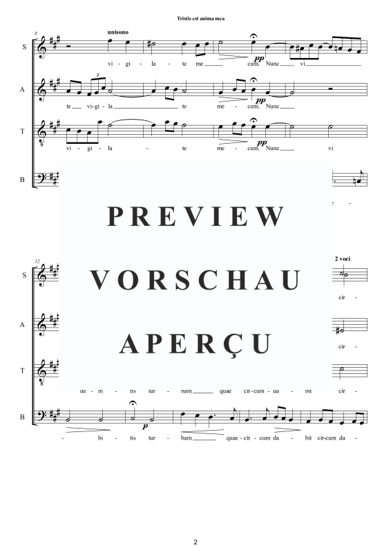 Produktgalerie: Seite 3 von 11 Tristis est anima mea - Geistliche Motette, , Gemischter Chor 5-stimmig SSATB a capella