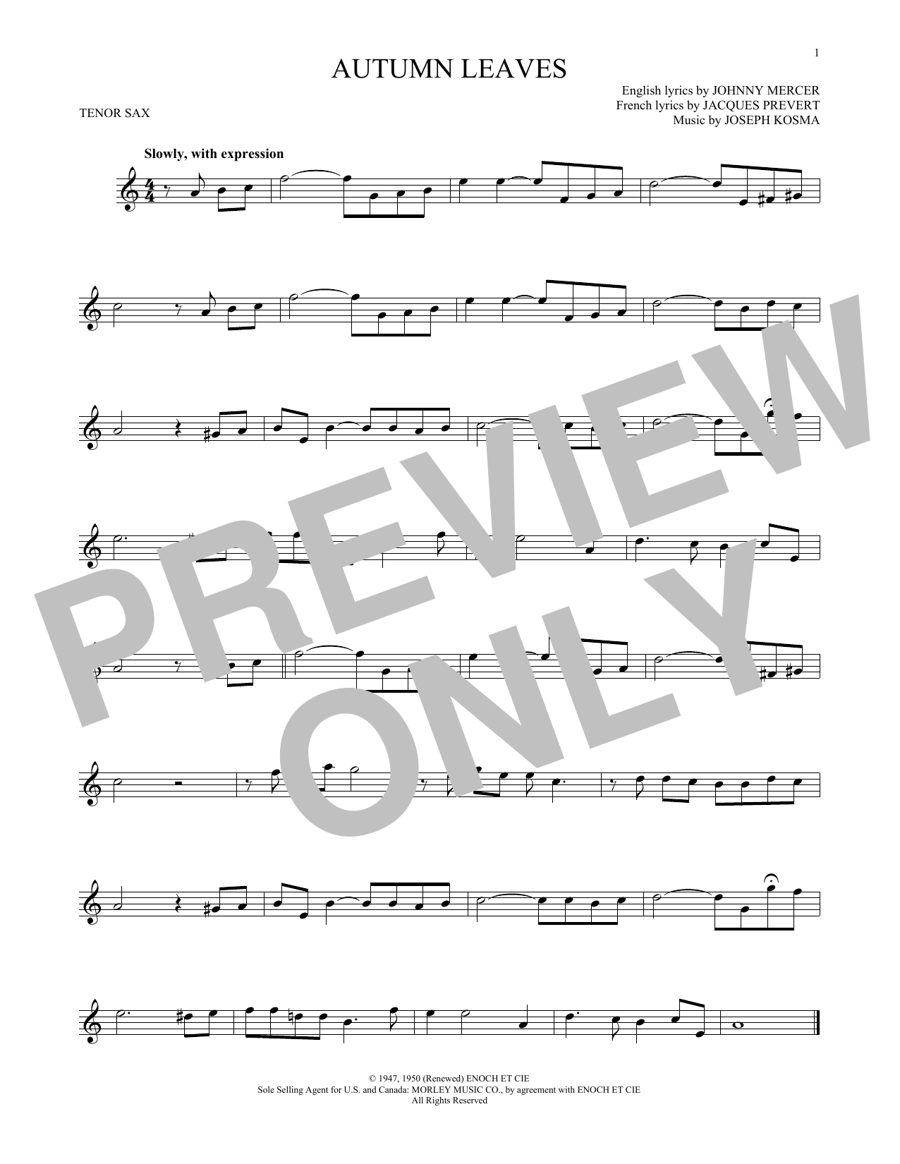 Product gallery: Page 1 of 1 Autumn Leaves, Joseph Kosma