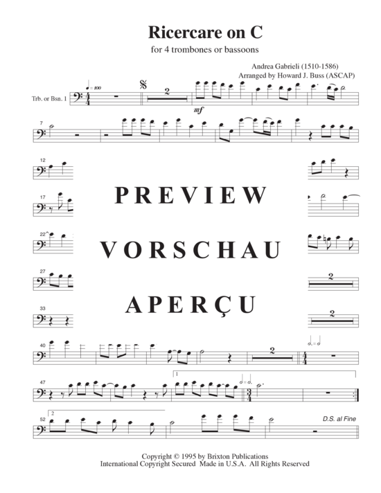 gallery: Ricercare on C , , (4 Posaunen)