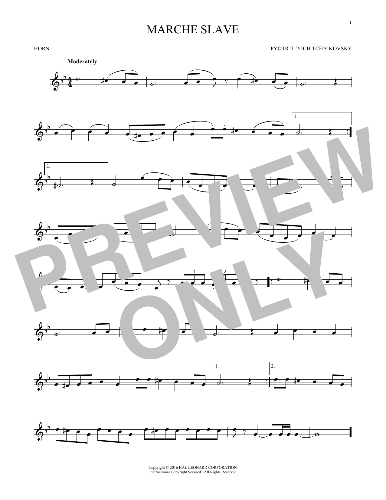 Produktgalerie: Seite 1 von 1 Marche Slav, Op. 31, Pyotr Il'yich Tchaikovsky, Horn