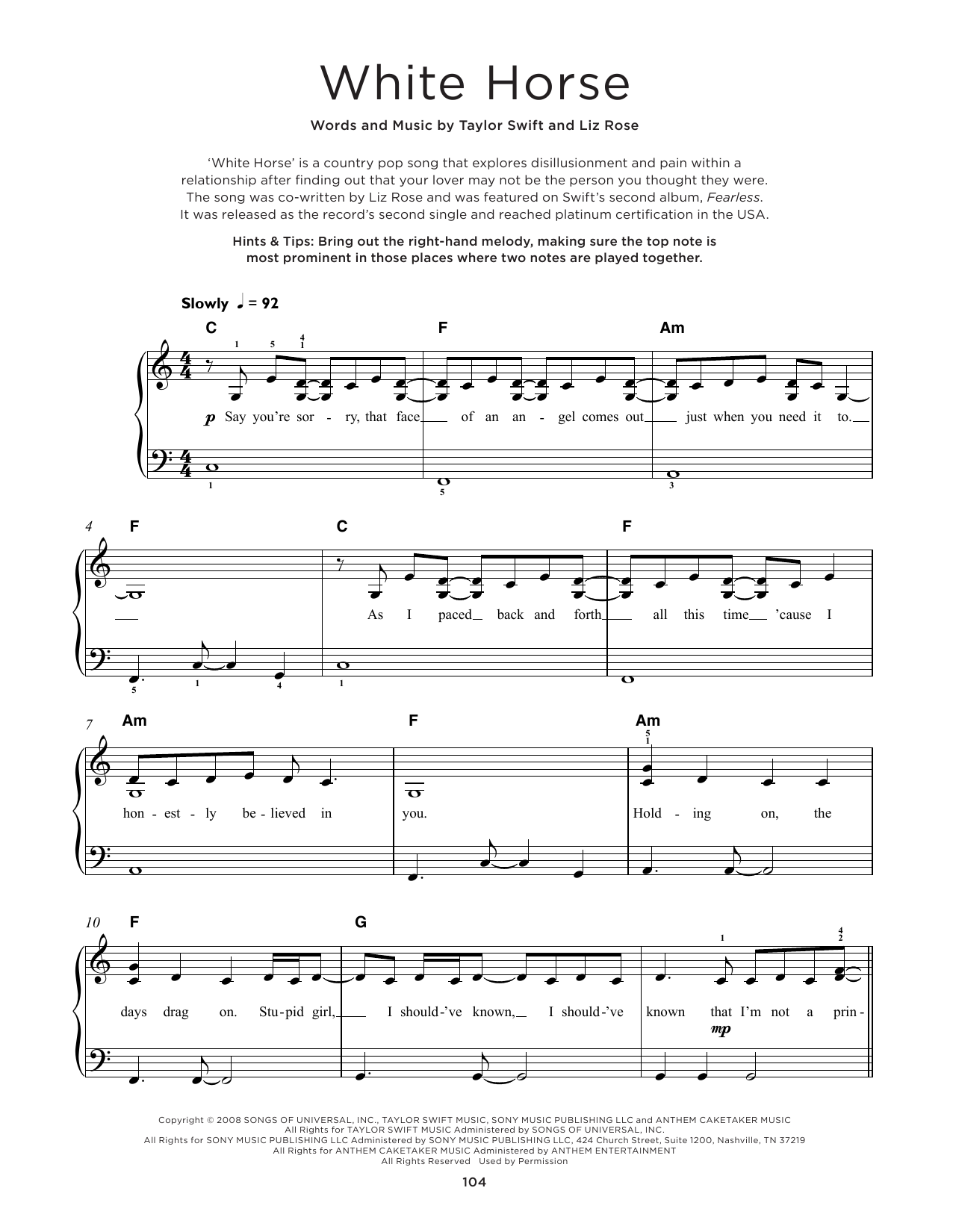 Product picture to:  White Horse - Taylor Swift