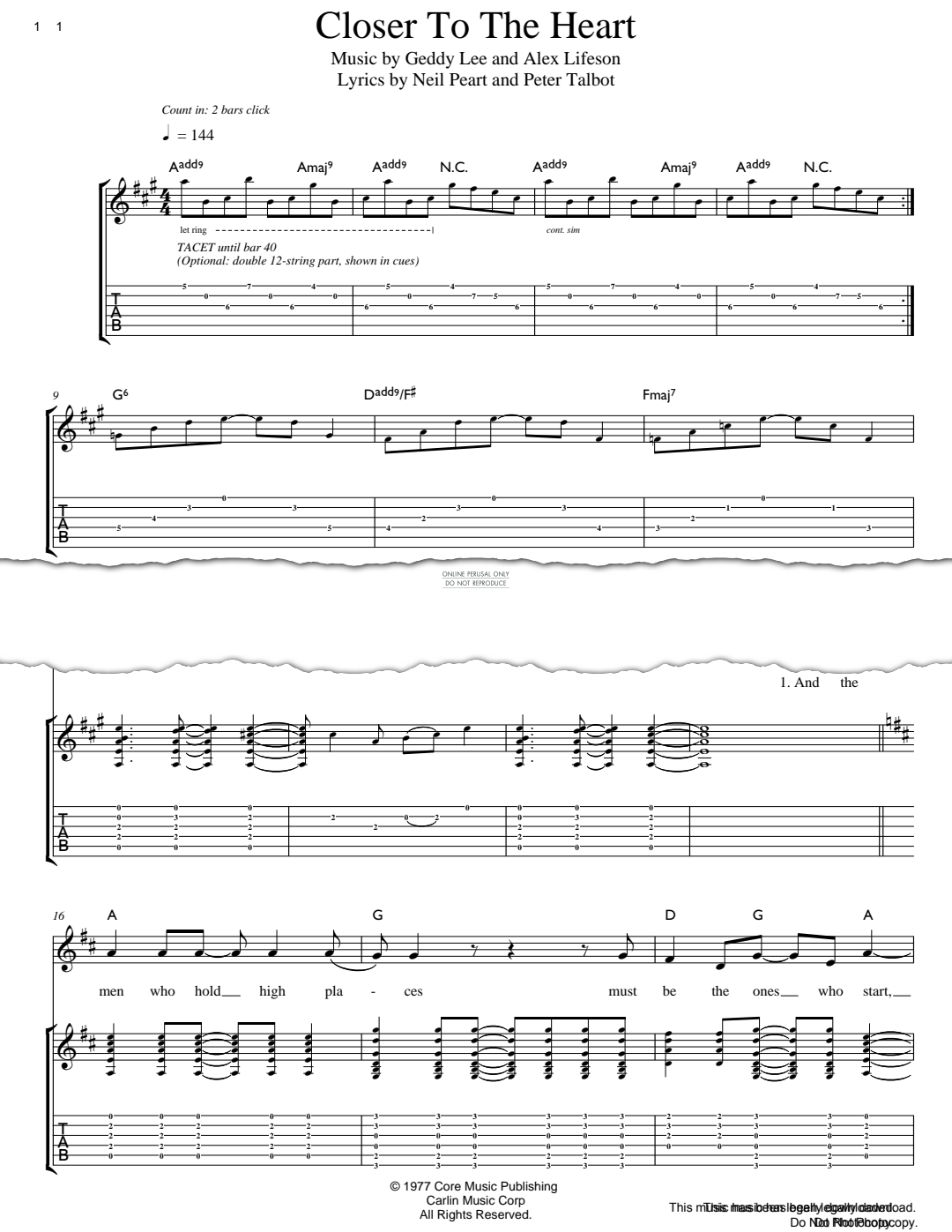 Product gallery: Page 1 of 1 Closer To The Heart, Rush