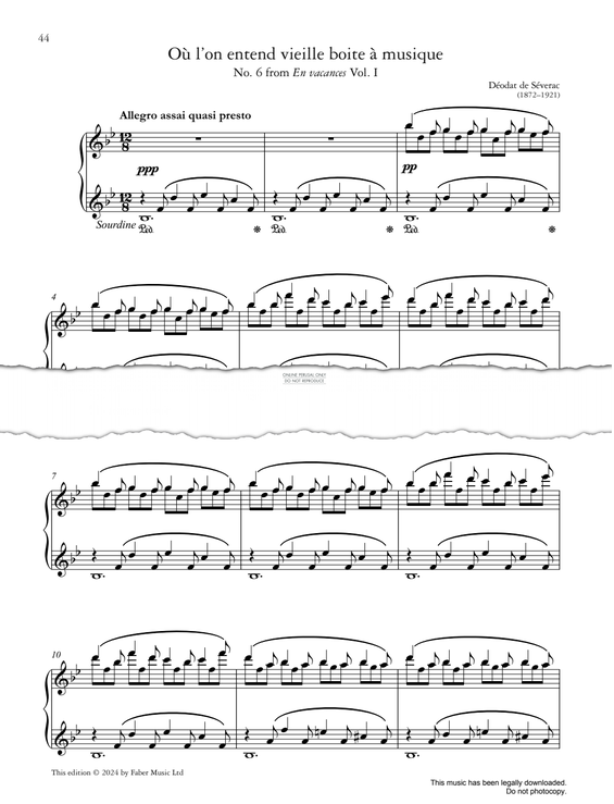 Produktgalerie: Seite 1 von 1 Où l’on entend vieille boite à musique (No. 6 from En vacances Vol. I), Déodat de Séverac, Klavier