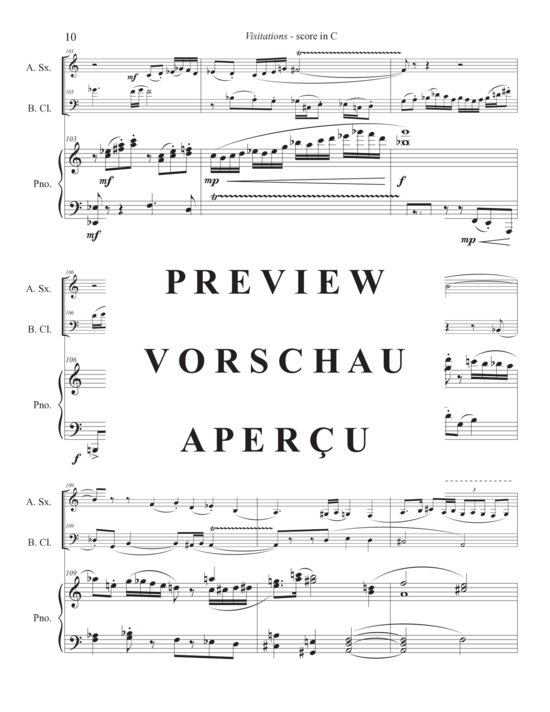 Product gallery: Page 14 of 21 Visitations from the Dark , , (alto saxophone, bass clarinet and piano)