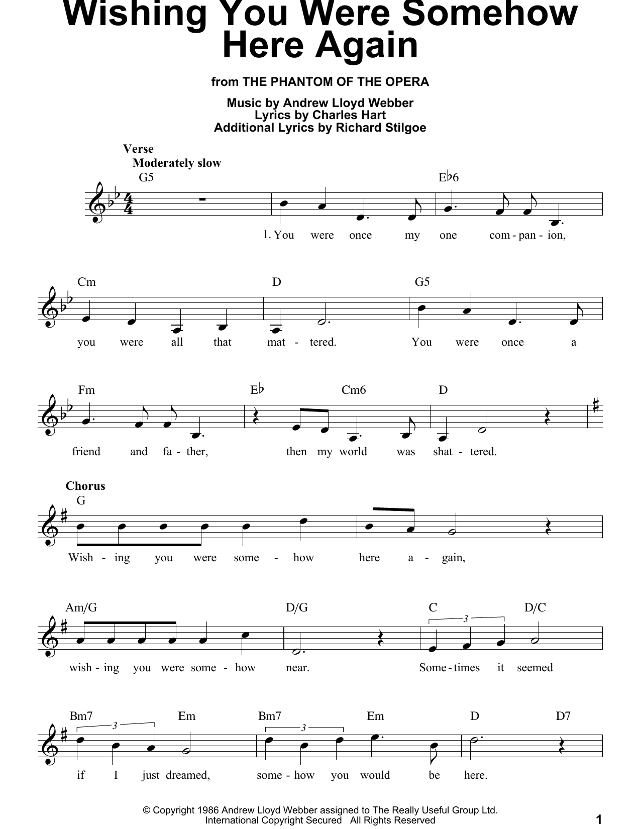 Produktbild zu: Wishing You Were Somehow Here Again (from The Phantom Of The Opera)