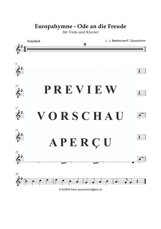 Produktgalerie: Seite 5 von 8 Euroaphymne - Ode an die Freude, , Viola und Klavier