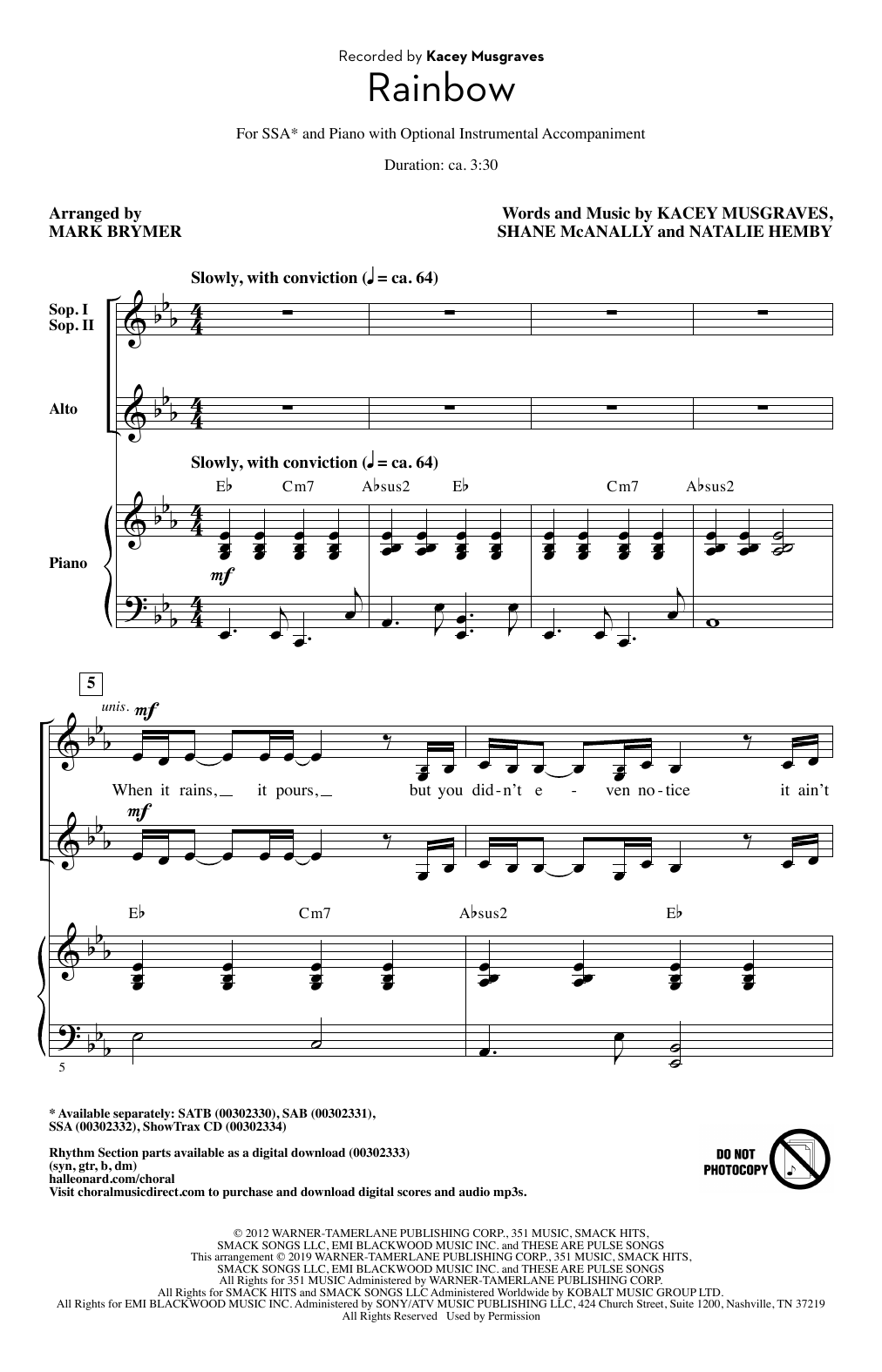 Produktgalerie: Seite 1 von 1 Rainbow (arr. Mark Brymer), Kacey Musgraves, Chor