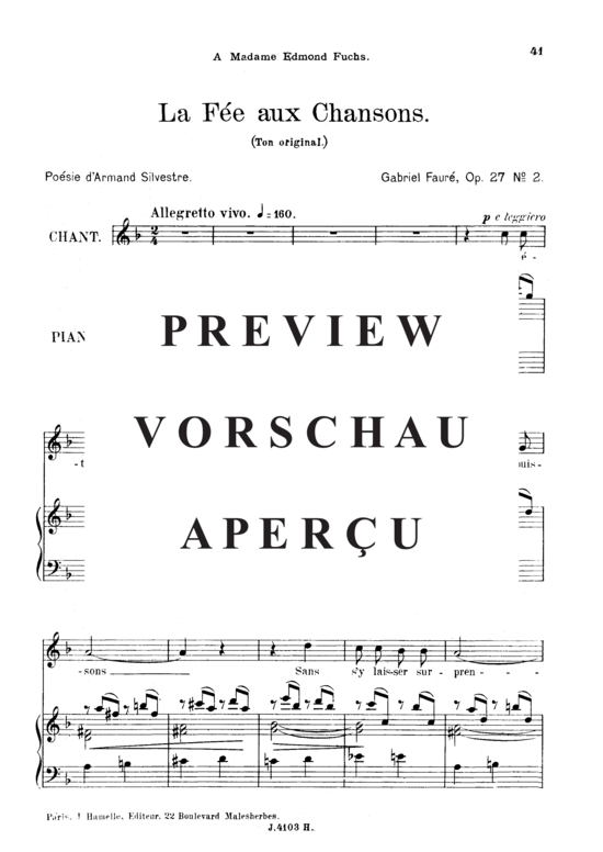gallery: La fée aux chansons Op.27 No.2 , , (Gesang hoch + Klavier)