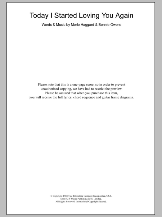 Product picture to:  Today I Started Loving You Again - Merle Haggard