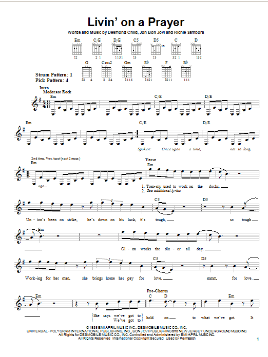Produktgalerie: Seite 1 von 1 Livin' On A Prayer, Bon Jovi, Gitarre