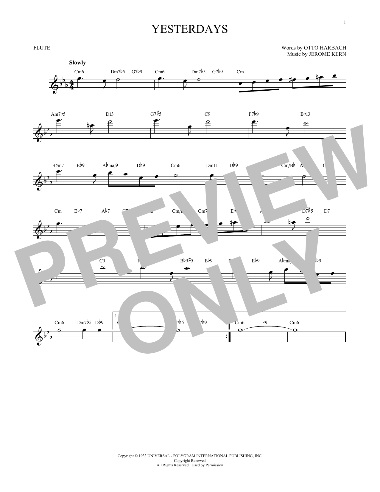 Product gallery: Page 1 of 1 Yesterdays, Jerome Kern