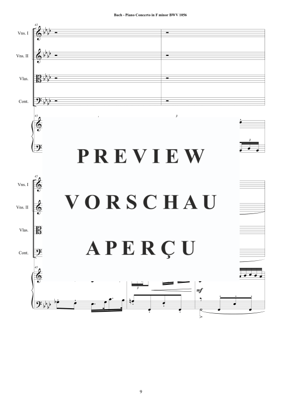 Produktgalerie: Seite 10 von 11 Klavierkonzert F-Moll BWV 1056, , Klavier Solo und Streichorchester