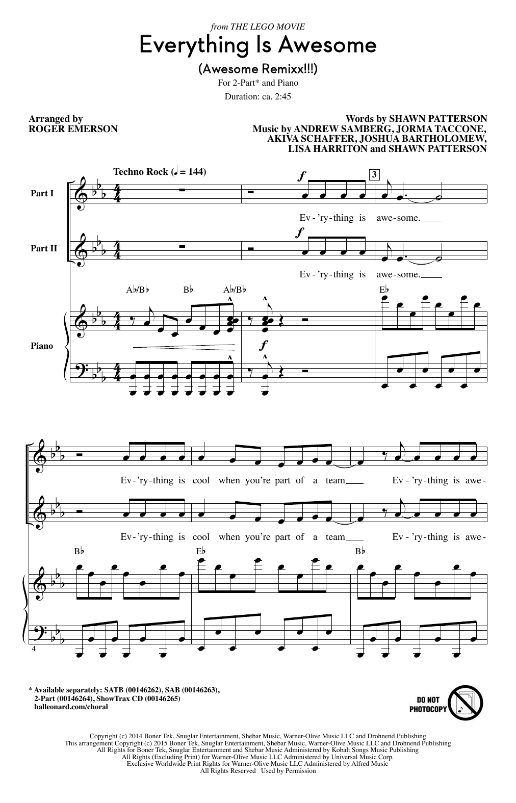 Produktbild zu: Everything Is Awesome (from The Lego Movie) (arr. Roger Emerson)