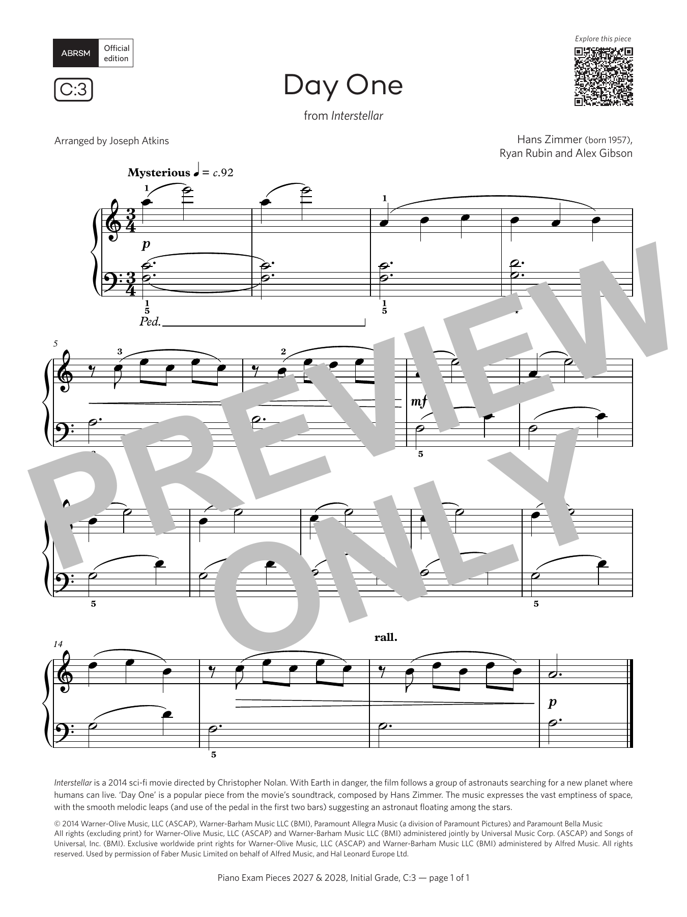Produktbild zu: Day One (Grade Initial, list C3, from the ABRSM Piano Syllabus 2027 & 2028)