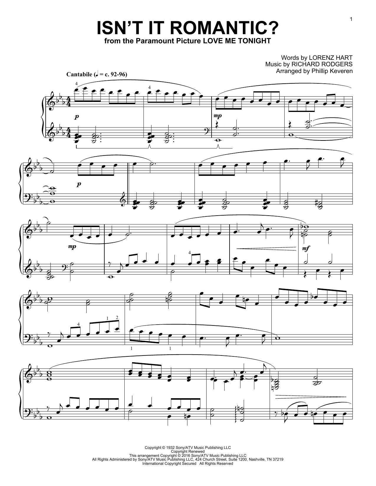 Product gallery: Page 1 of 1 Isn't It Romantic? (arr. Phillip Keveren), Shirley Horn