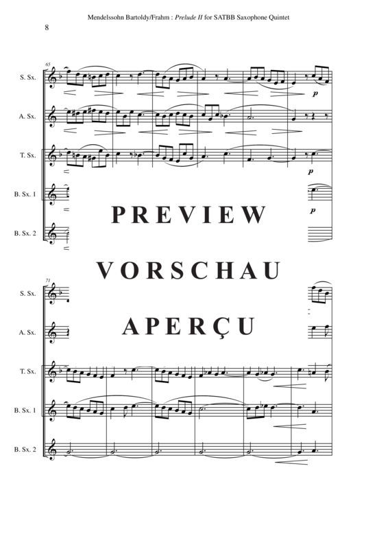 Product gallery: Page 9 of 21 Prelude 2 , , (Saxophone Quintet SATBB)