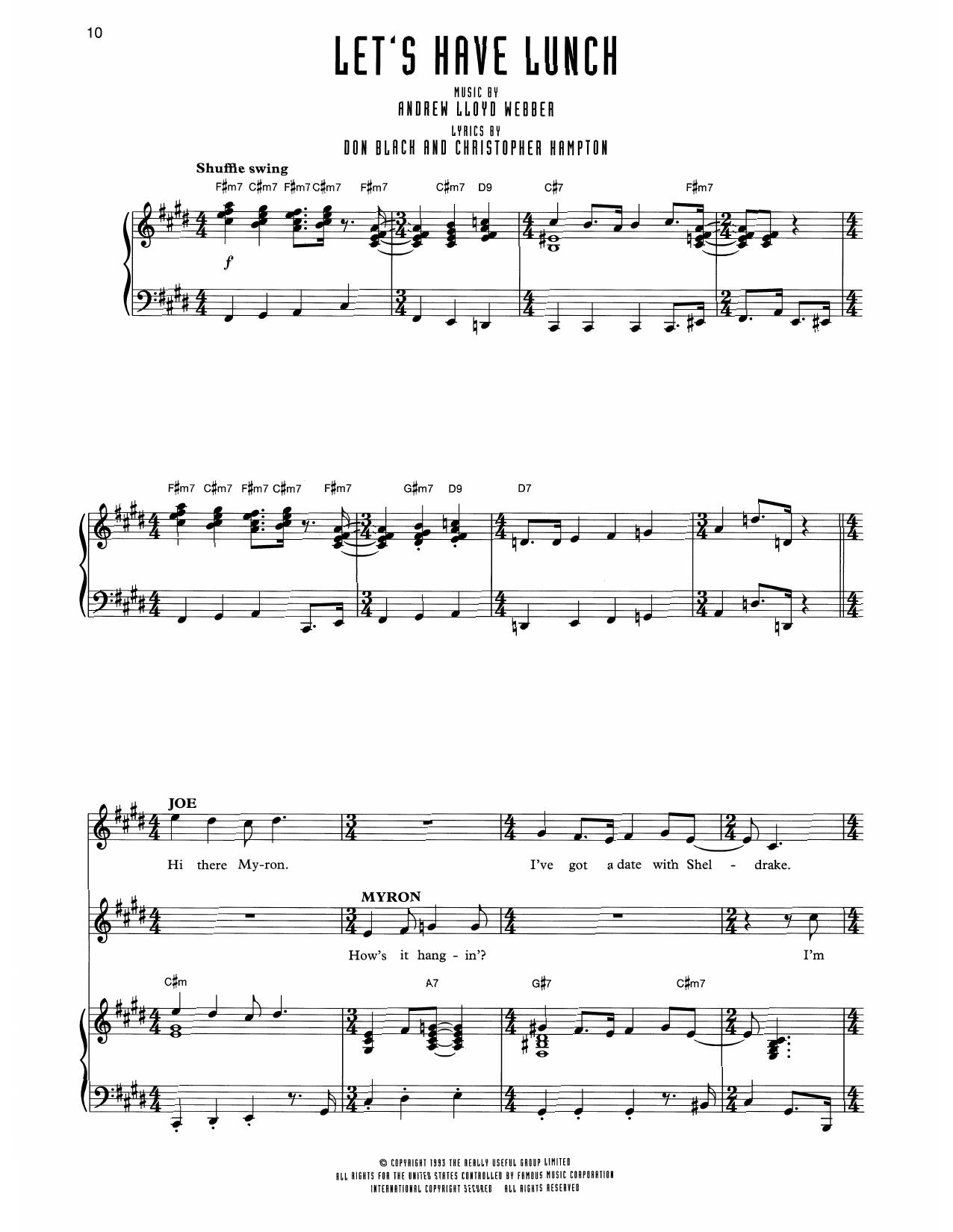 Produktgalerie: Seite 1 von 1 Let's Have Lunch (from Sunset Boulevard), Andrew Lloyd Webber, Gesang, Klavier