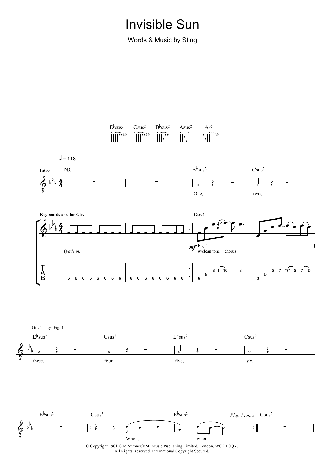 Produktgalerie: Seite 1 von 1 Invisible Sun, The Police, Gitarre