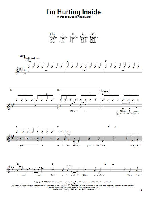 Produktgalerie: Seite 1 von 1 I'm Hurting Inside, Bob Marley, Gitarre